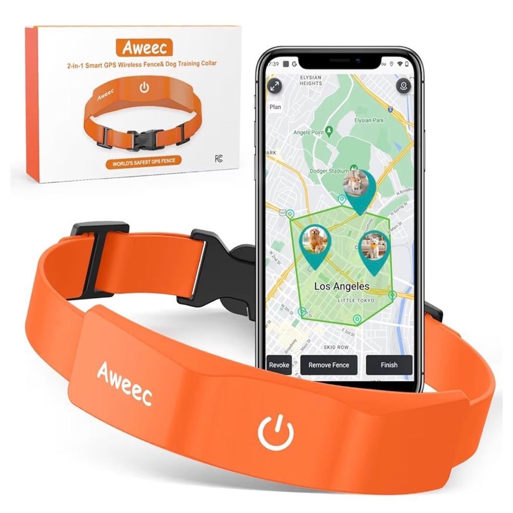 NIB Aweec GPS Wireless Dog Fence and Training Collar in Orange